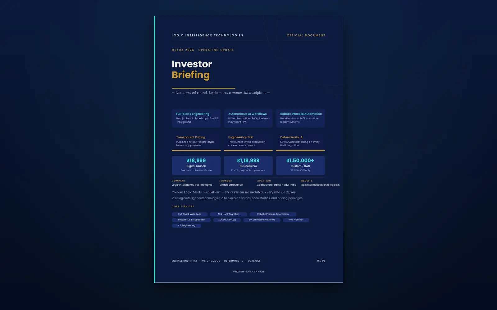 Investor Briefing Document Cover